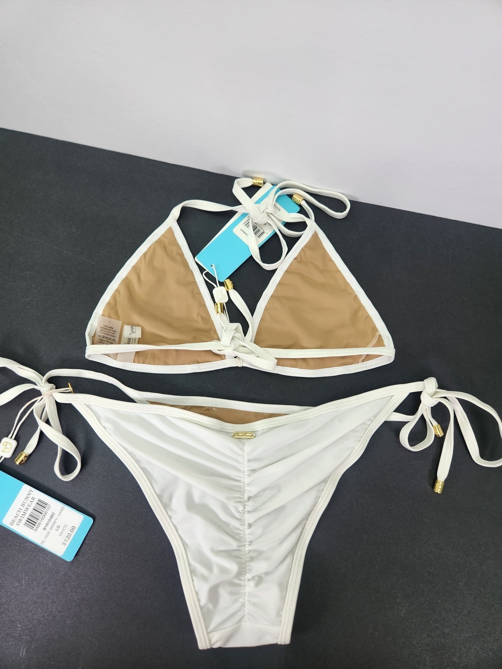 NWT Beach Bunny Hard Summer White Caged Bikini Set - Size Large - Picture 8 of 13